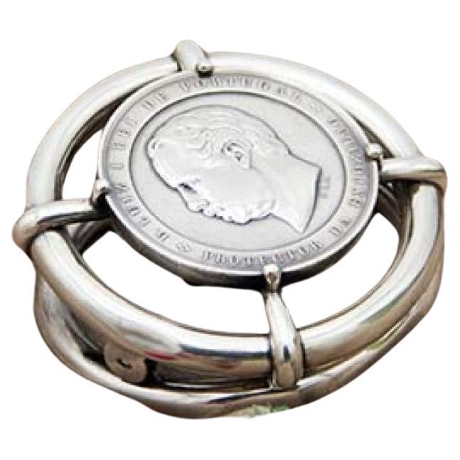 Silver paper clip with King Luiz for the Lisbon Agricultural Exhibition im Angebot