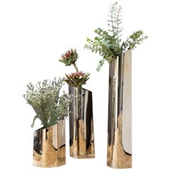 Silver Parova Vase 3 Set Polished Stainless Steel by Zieta