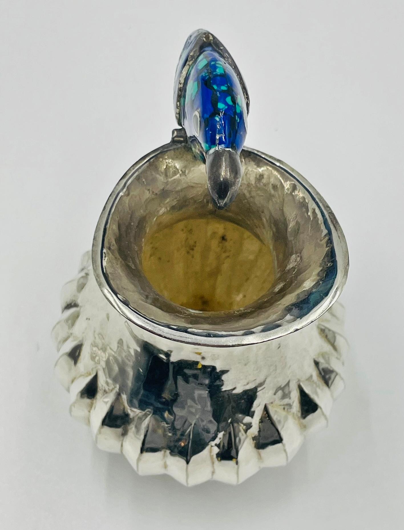 Brocca a forma di pappagallo in argento con intarsio di lapis e turchese, Los Fajardo, anni '60 In condizioni buone in vendita a Los Angeles, CA