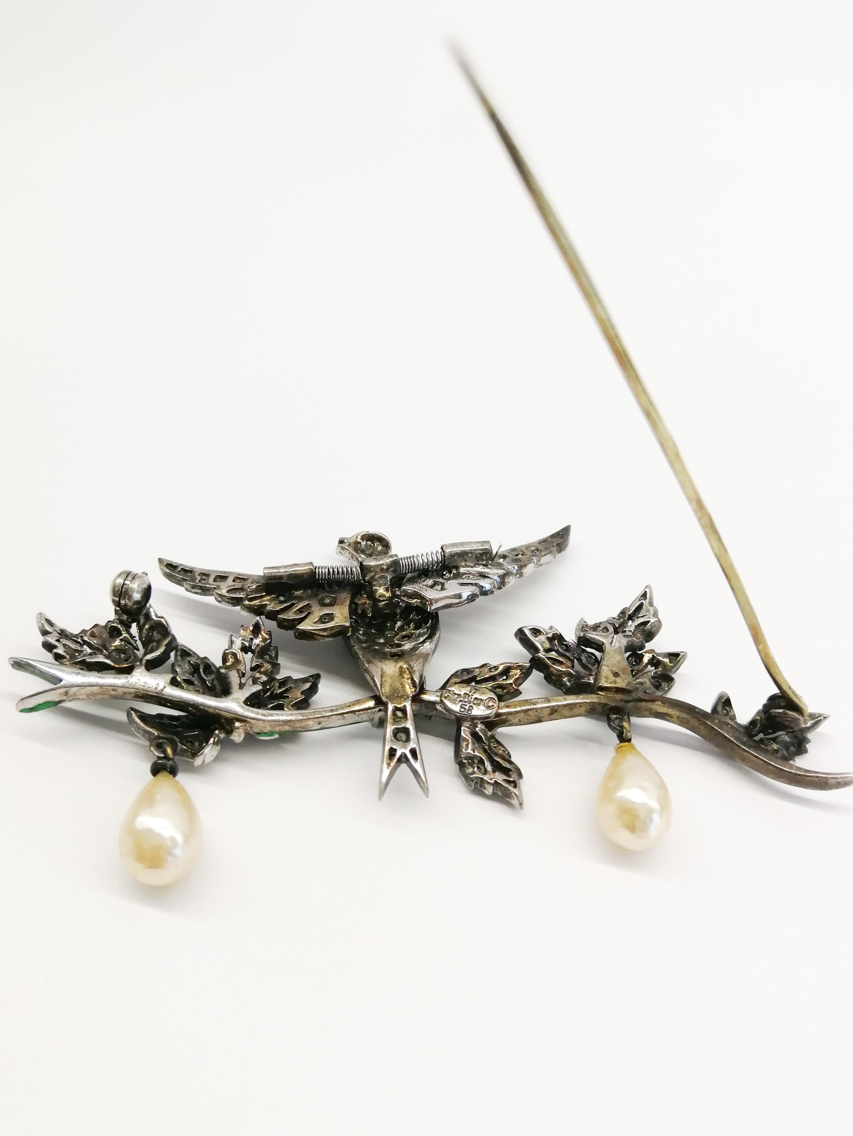 Silver, paste, enamel and paste pearl 'en tremblant' bird brooch, C. Dior, 1958 2
