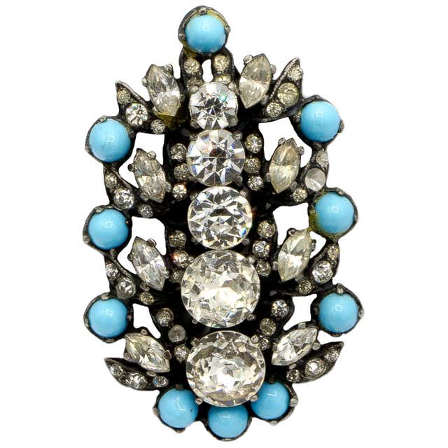 Silver Paste Glass ca 1900 Brooch For Sale at 1stDibs