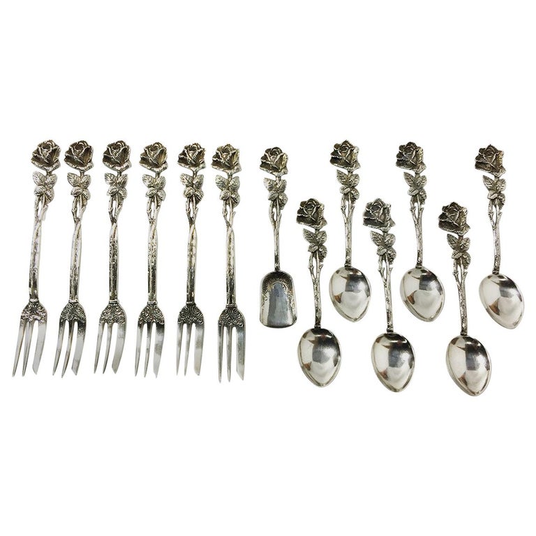 Silver Pastry Forks, Teaspoons and a Sugar Scoop by Christoph Widmann