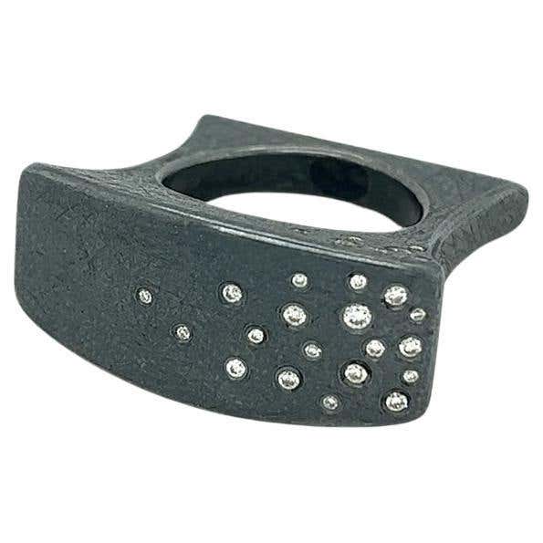 Brilliant White Diamond Yellow Gold Patina Silver Open Kite Ring, Todd ...