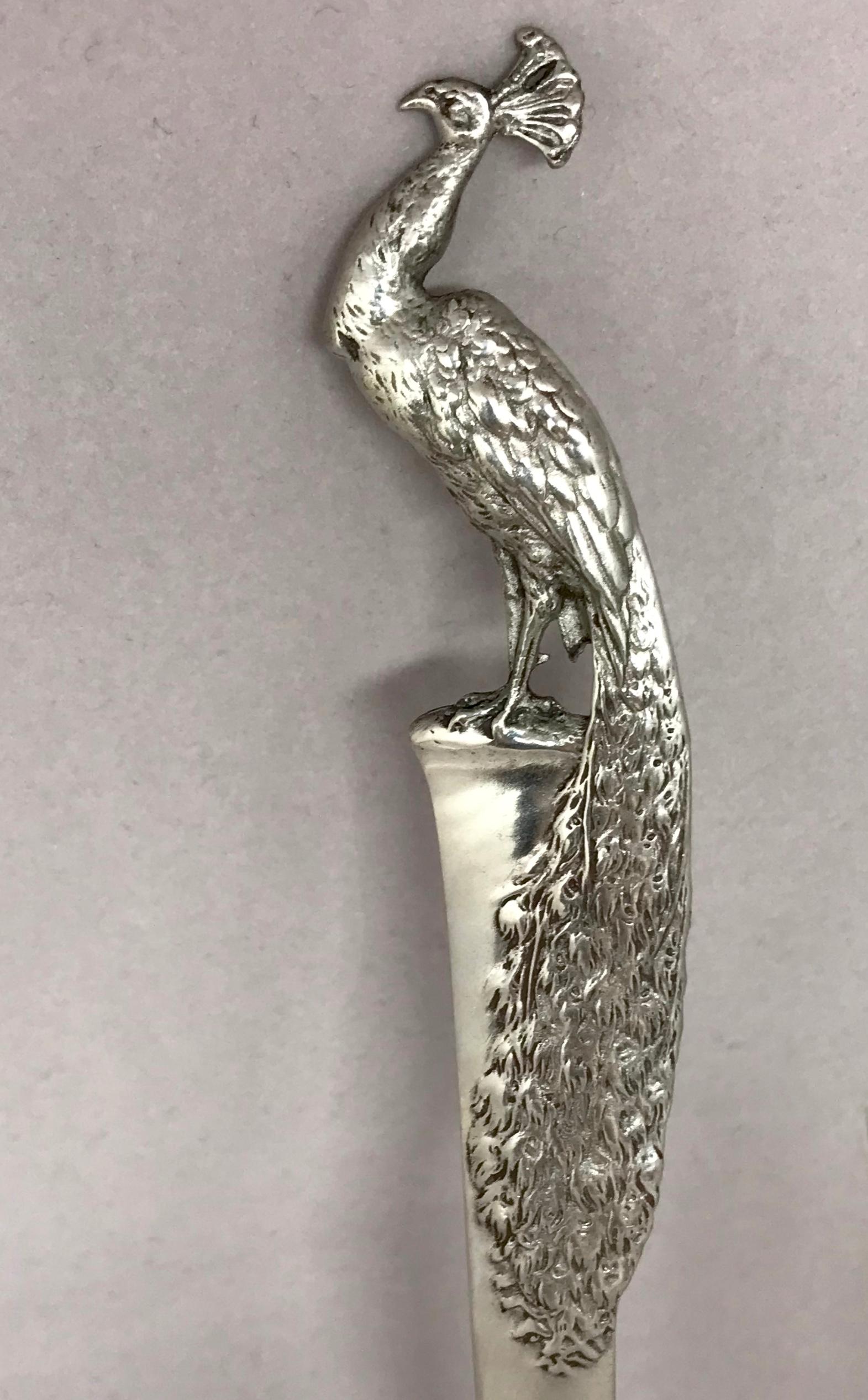 American Silver Peacock Letter Opener