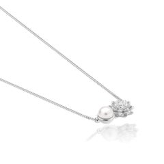 Silver & Pearl Dalia Pendant Necklace