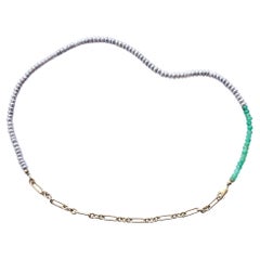 Silver Pearl Necklace Goldfilled Chain Turquoise Choker