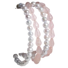 Armband aus Silberperlen und Rosenquarz mit Perlen und Perlen