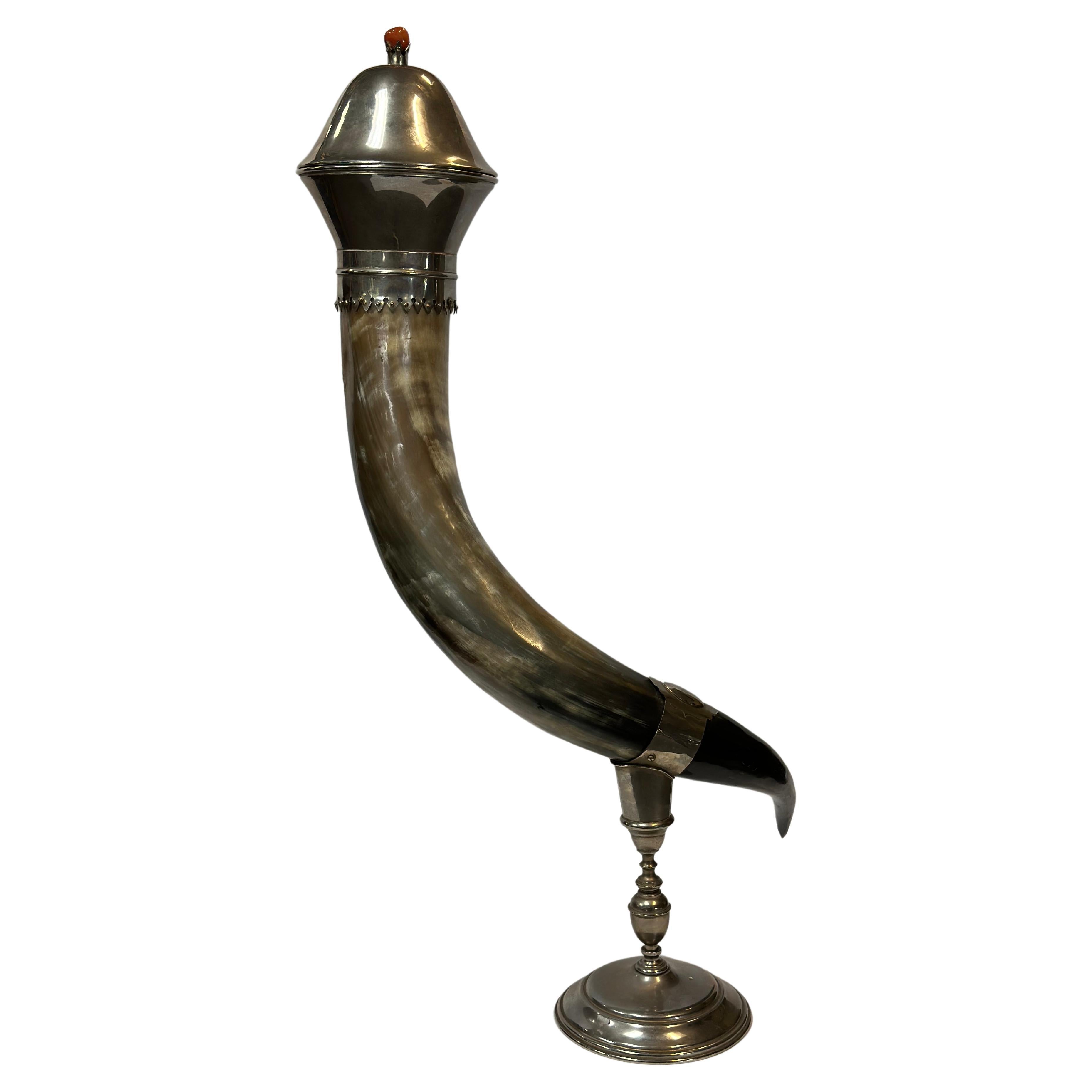 Silver Pedestal Horn Vase c1860 For Sale
