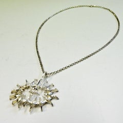 Silver vintage Pendant ‘Abstract Sun’ by Studio Else & Paul, Norway 1970s