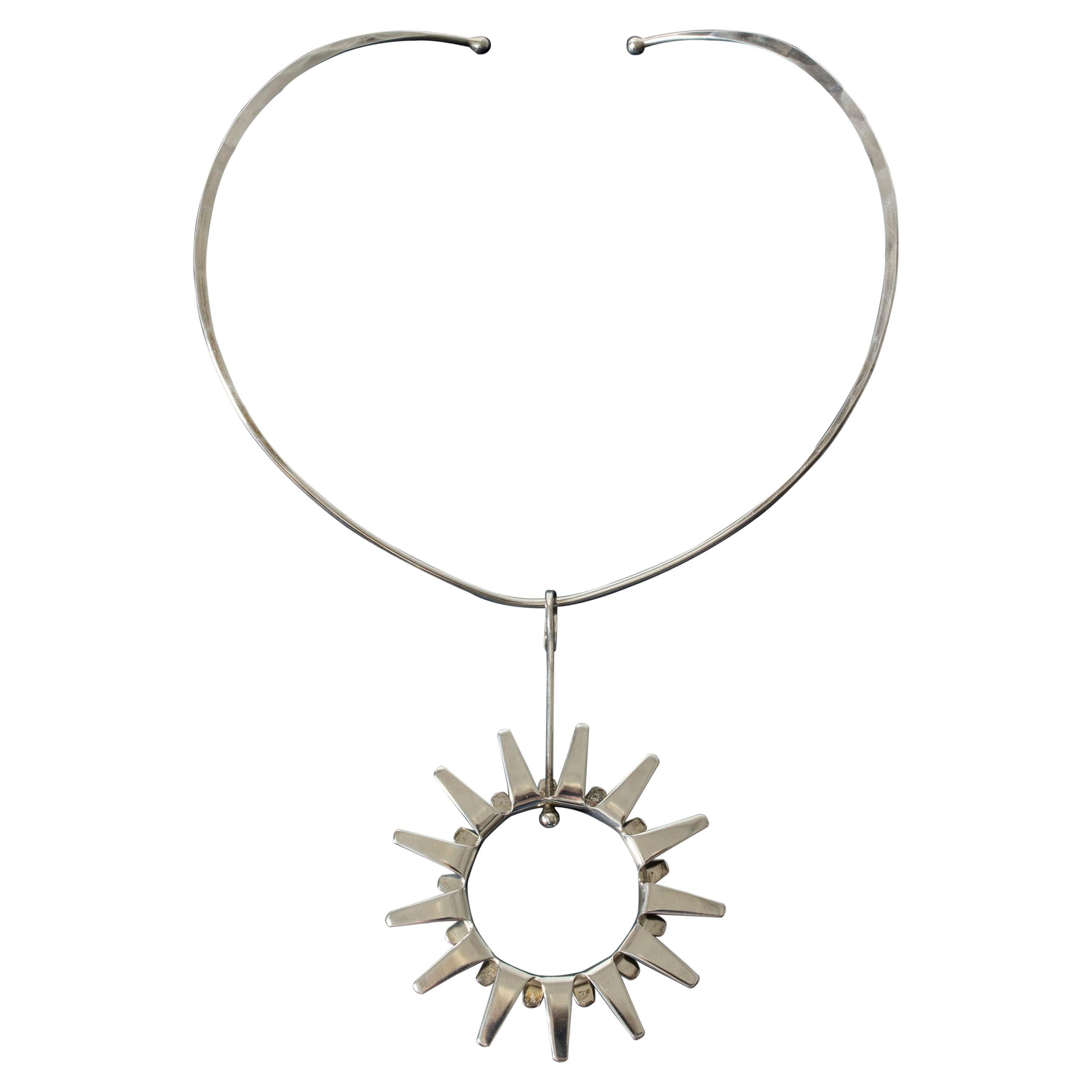 Silver Pendant Collier by Tone Vigeland for Plus, Norway, 1950s