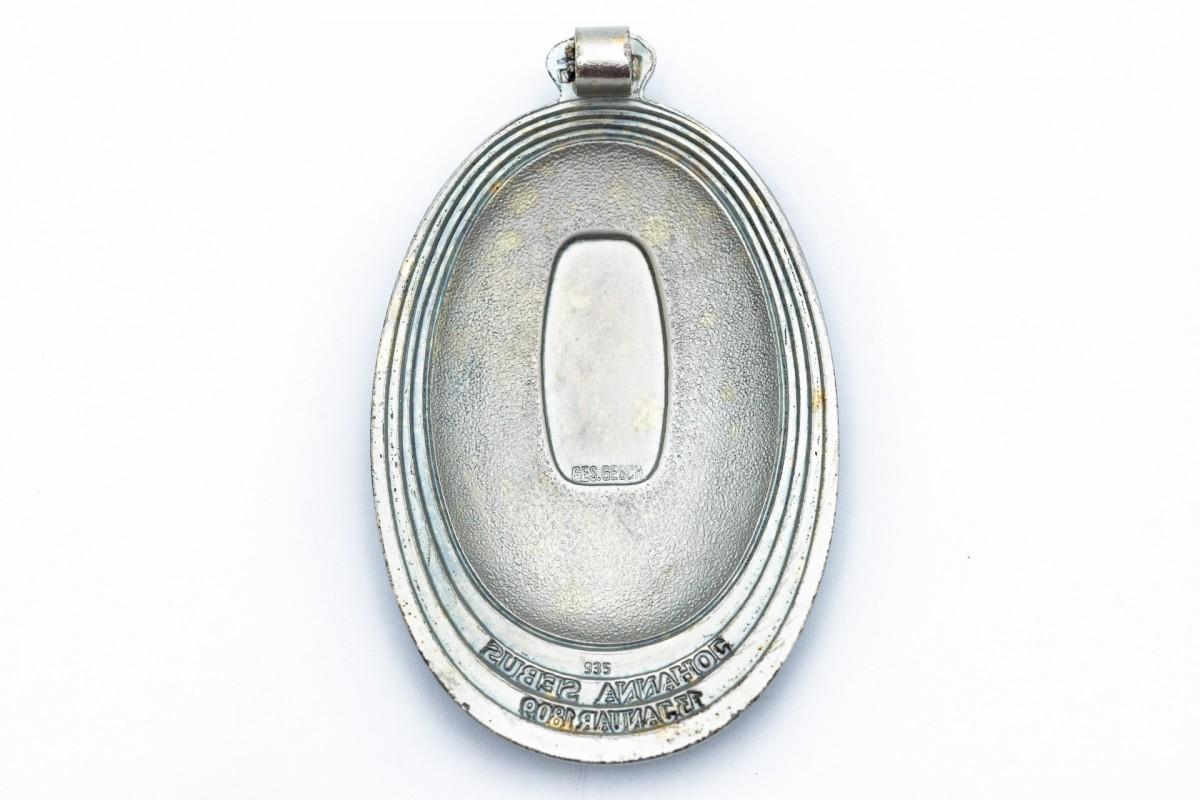 Women's or Men's Silver pendant with patron saint Johanna Sebus For Sale
