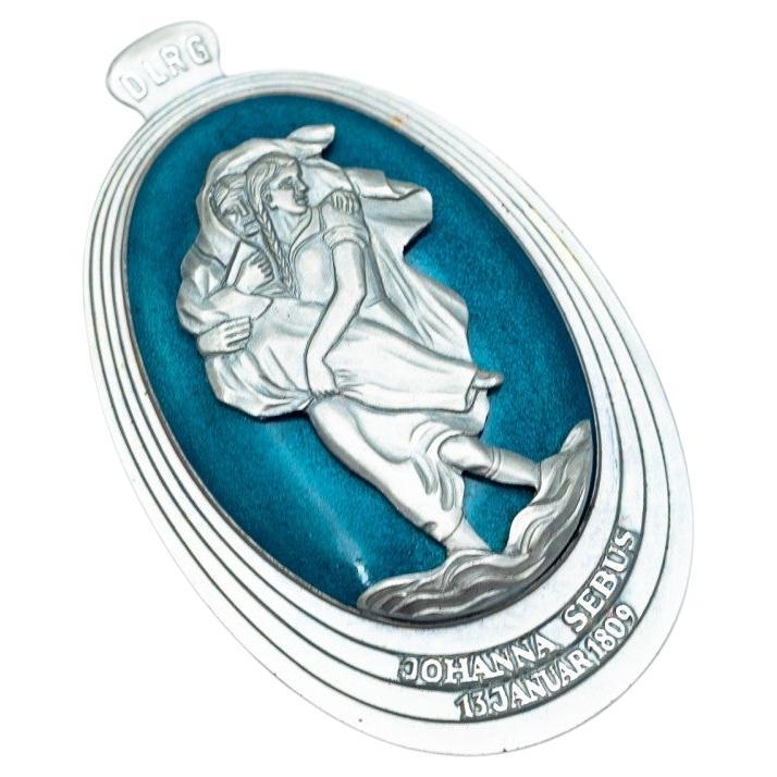 Silver pendant with patron saint Johanna Sebus For Sale