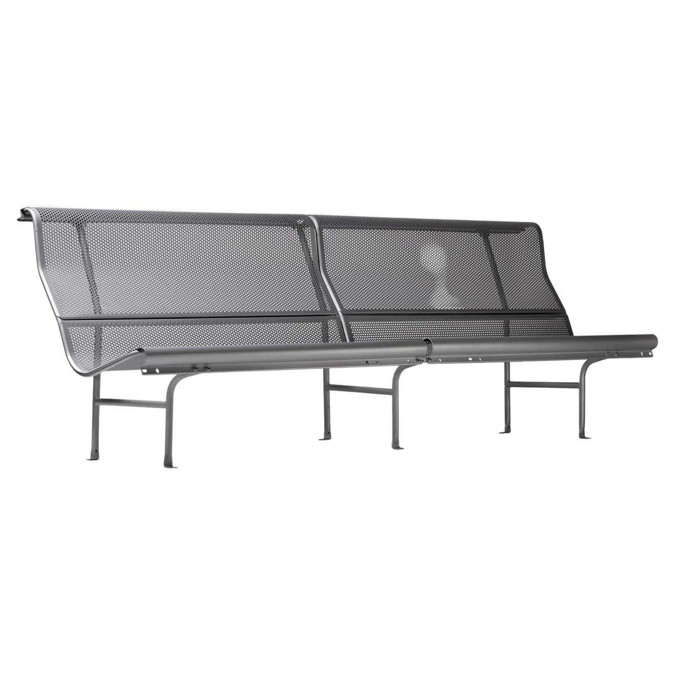 Contemporary Silver Perforano Bench 90's Outdoor Seating Handmade in Spain For Sale