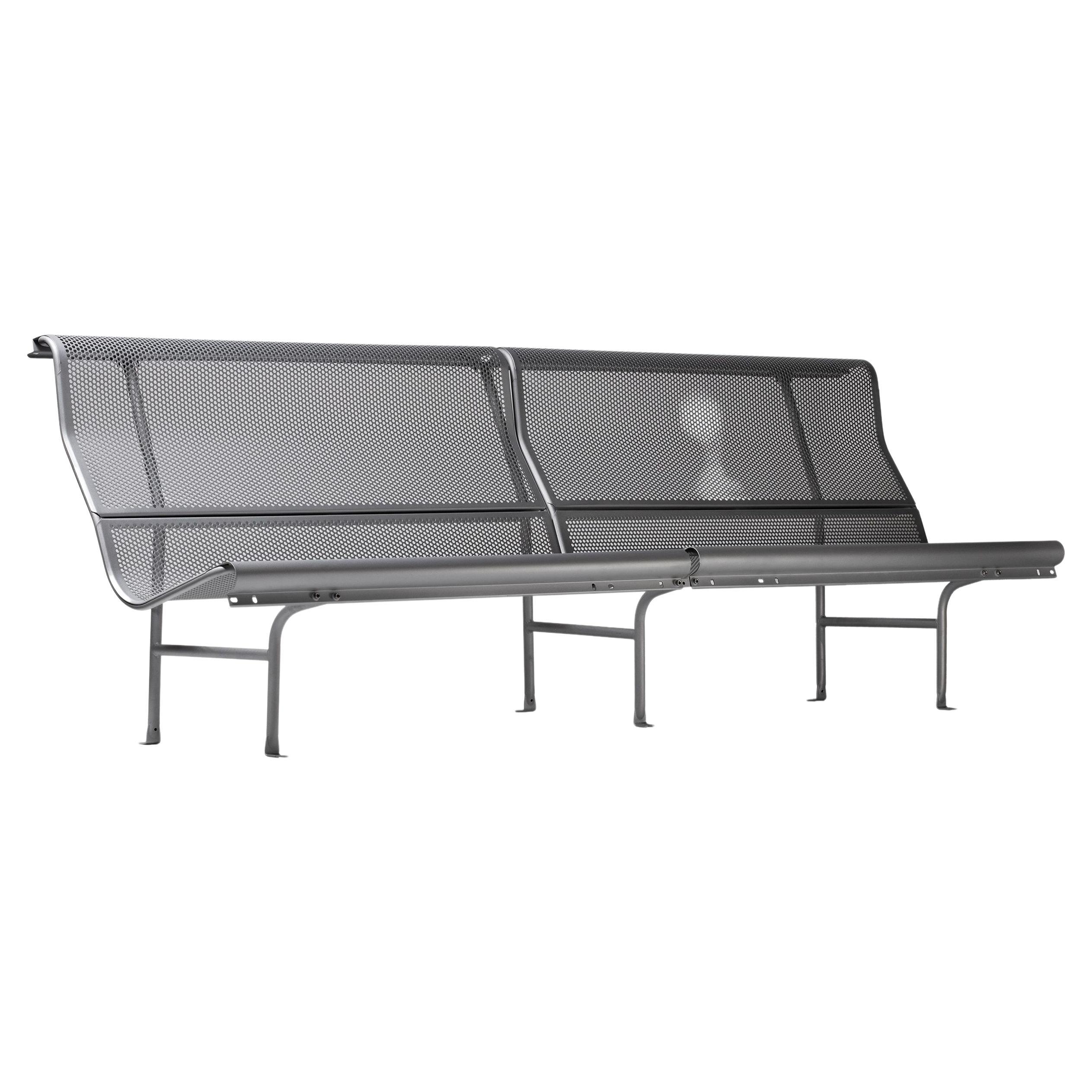 Outdoor public bench model "Perforano" silver painted steel Spanish design