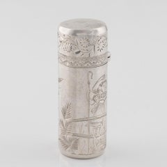 Bottiglia di profumo in argento con piccola Bo-Peep Londra 1886