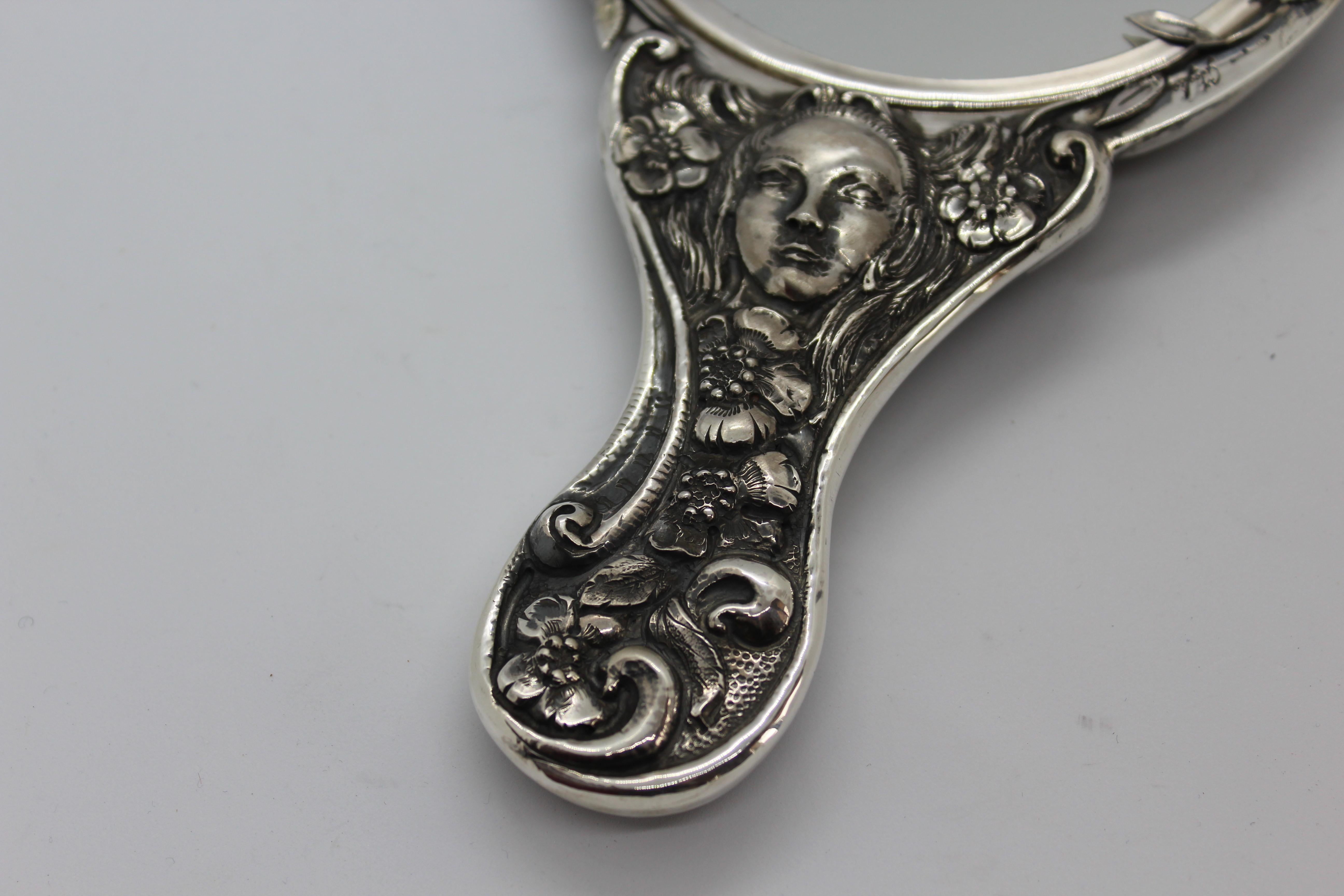 Women's or Men's Silver Personal Mirror, Italian Pure Silver For Sale