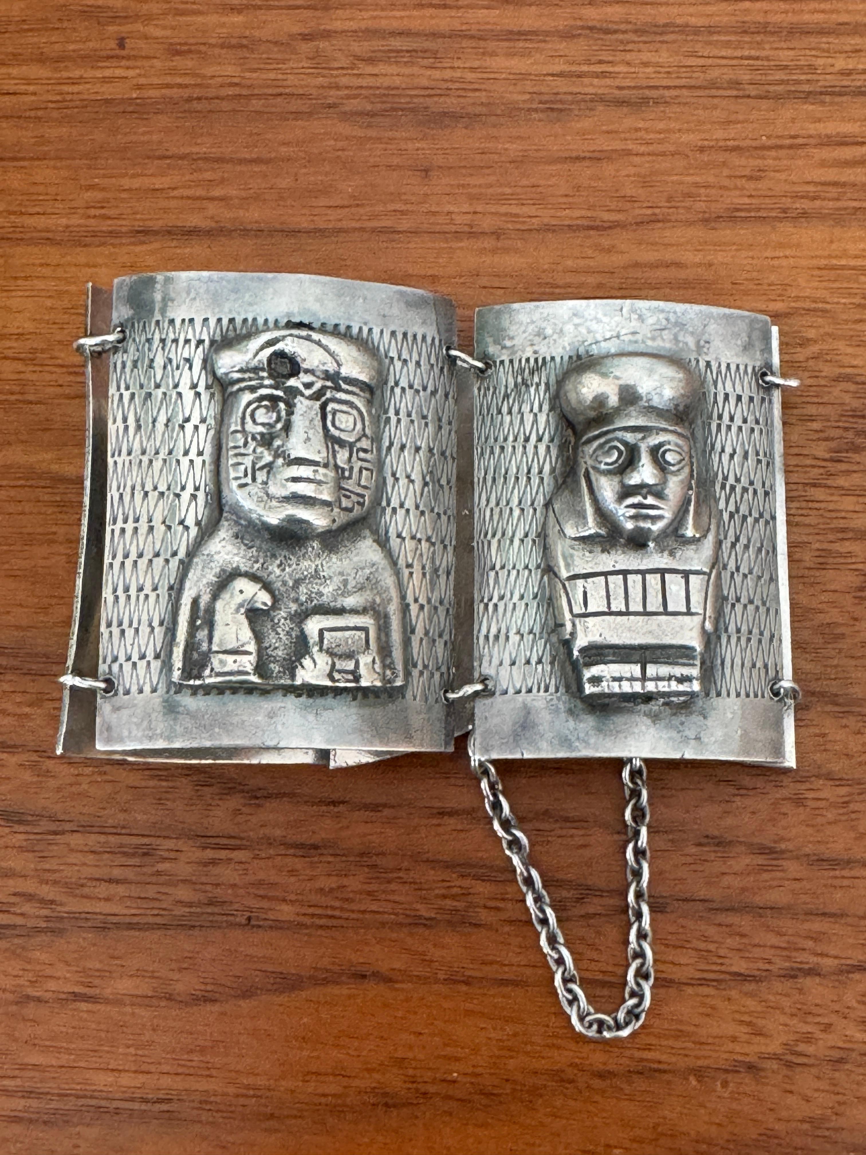 Bracciale d'argento con pannello peruviano 3-D Racconta storie 900 in vendita 7