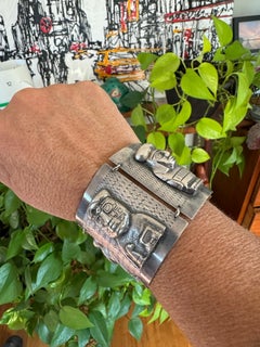 Silver Peruvian Peru Panel 3-D Bracelet Story Teller 900