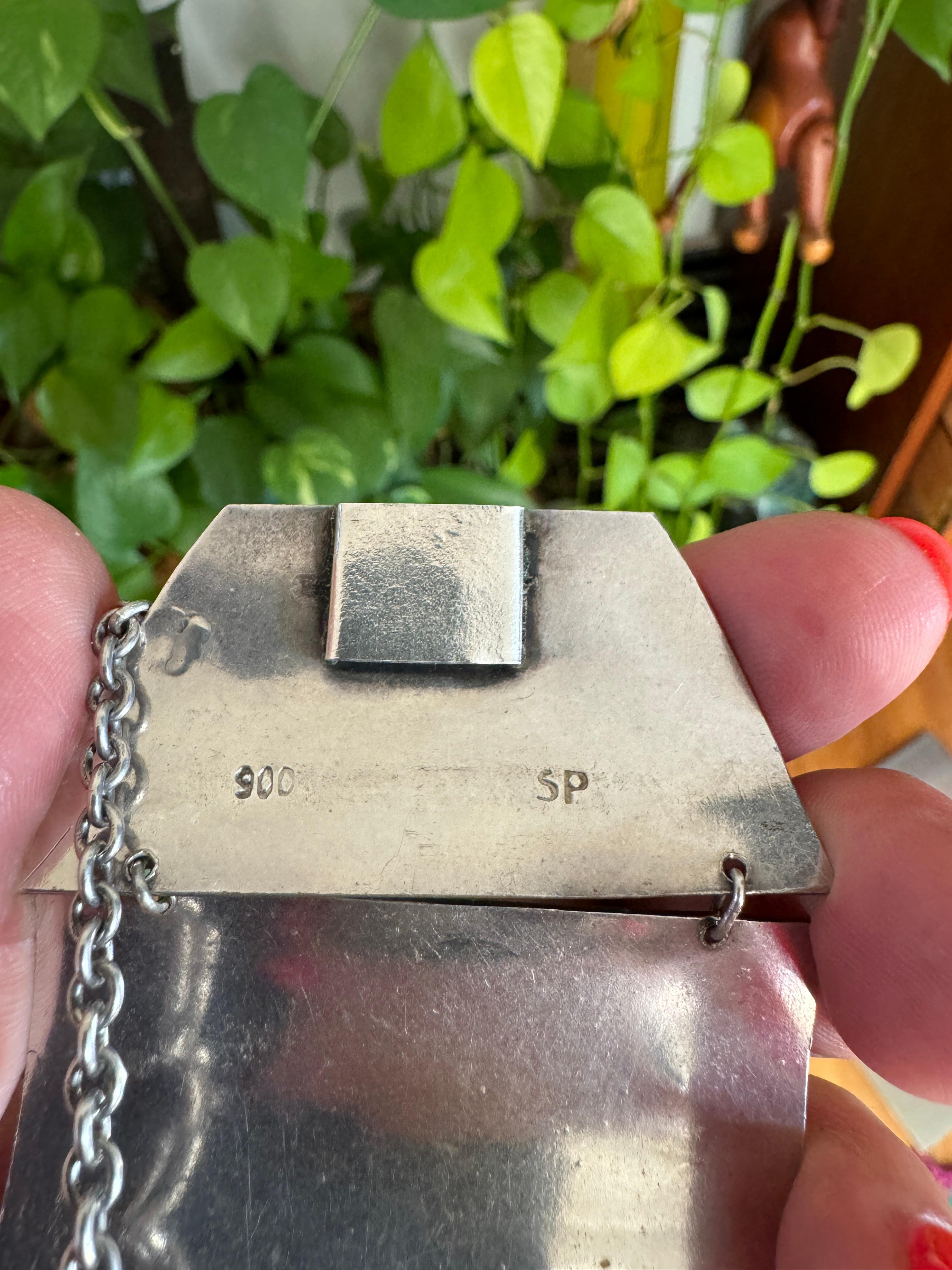 Bracciale d'argento con pannello peruviano 3-D Racconta storie 900 in vendita 2