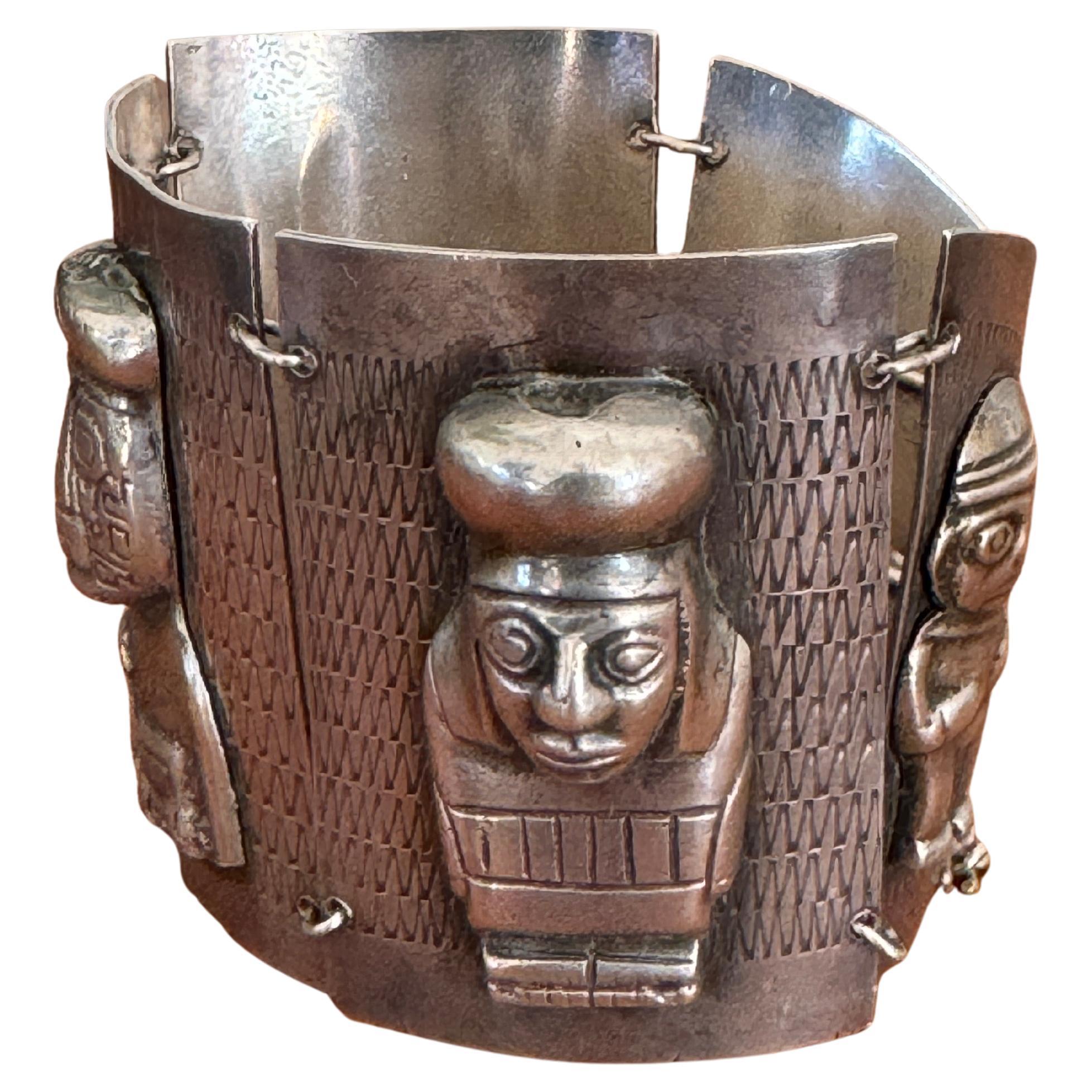 Bracciale d
argento con pannello peruviano 3-D Racconta storie 900