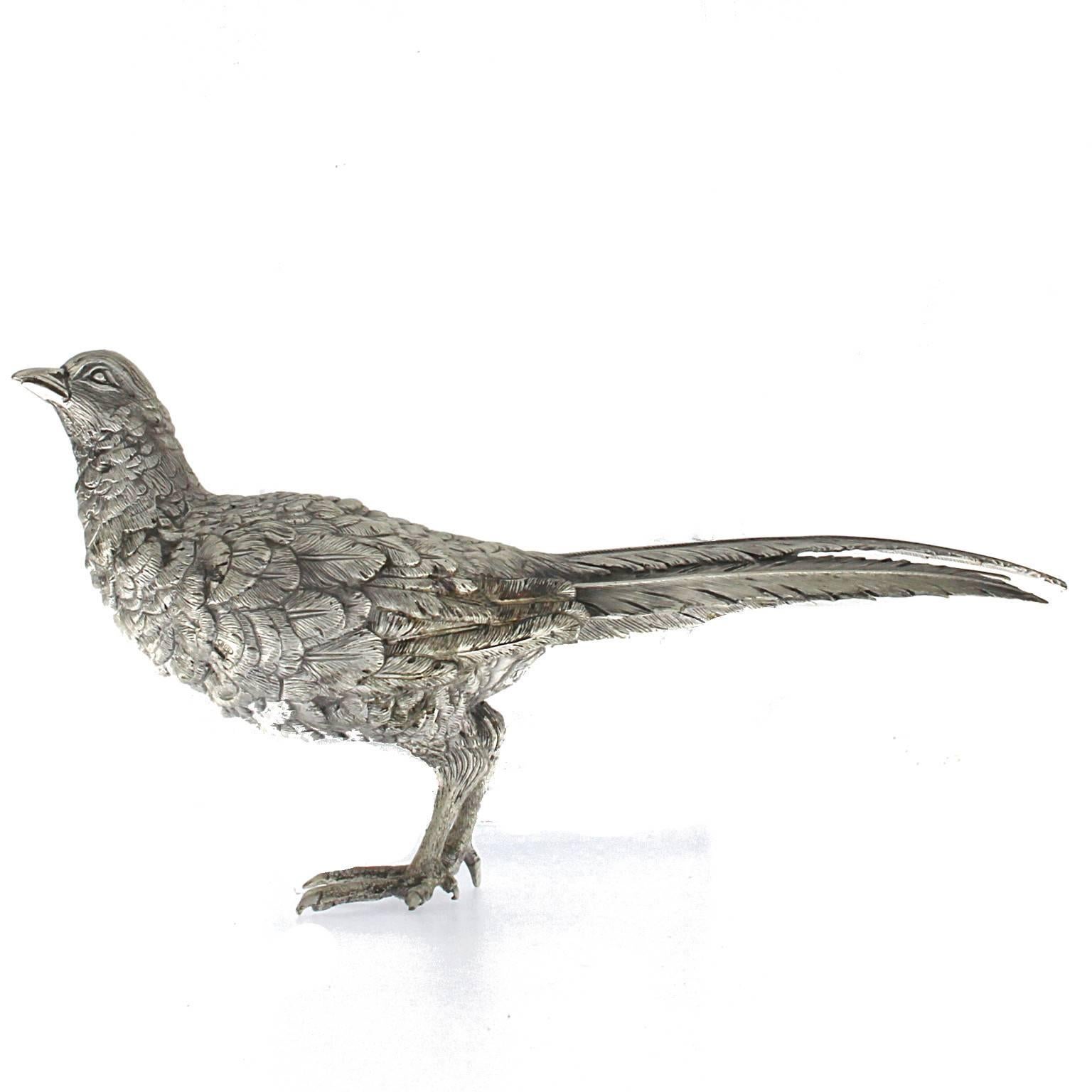 Early Victorian Silver Pheasant Sculpture For Sale