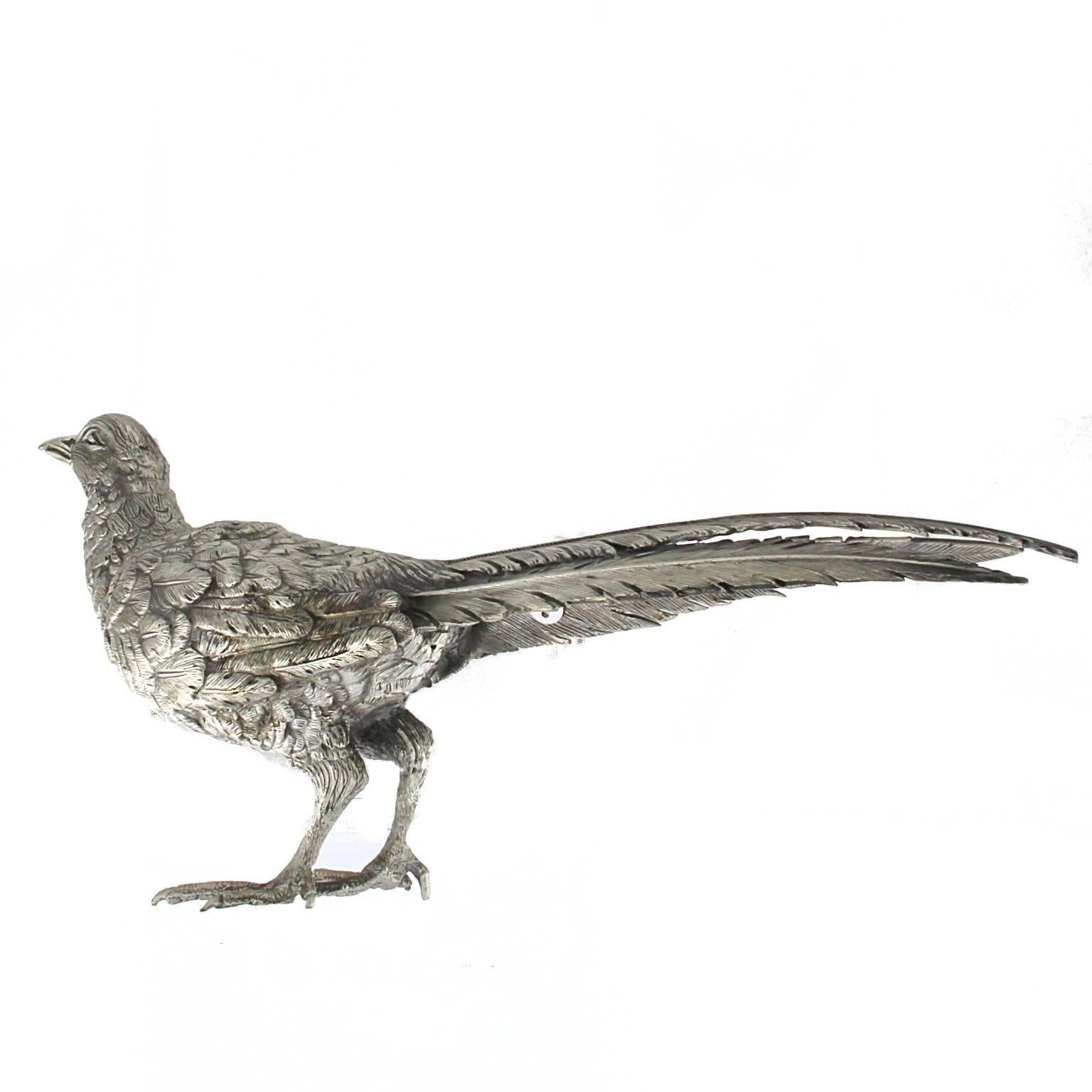 Silver Pheasant Sculpture In New Condition For Sale In Milano, Lombardia