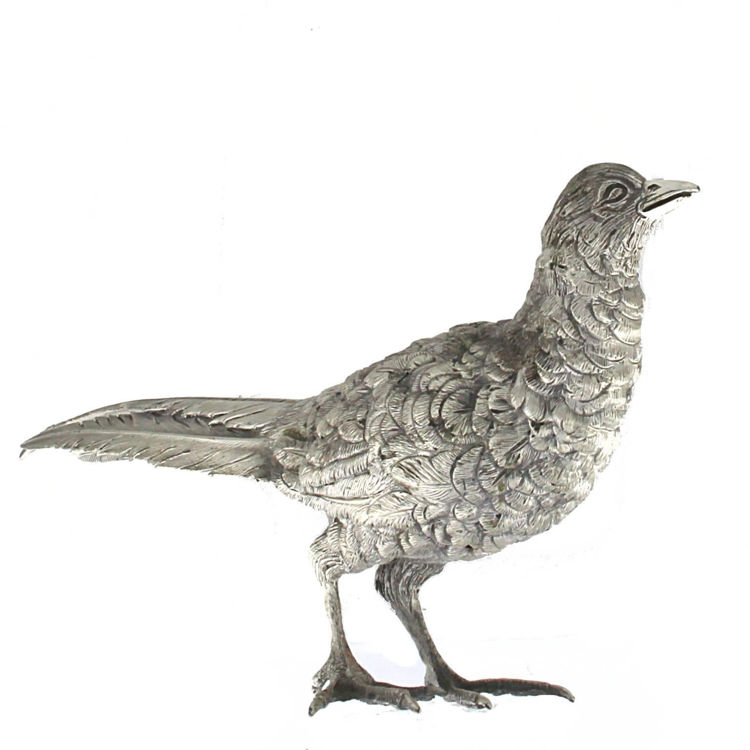 Women's or Men's Silver Pheasant Sculpture For Sale