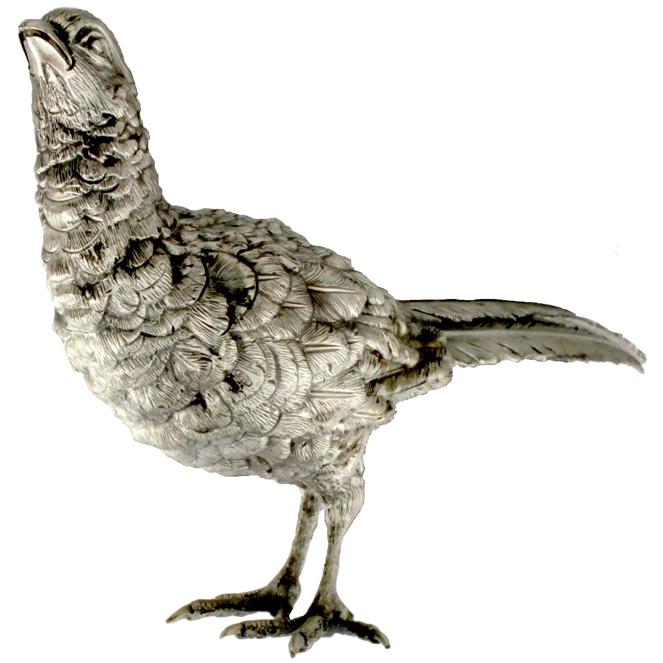 Silver Pheasant Sculpture For Sale