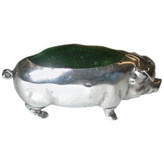 Silver Pig Pin Cushion, Dated 1906, Made by Levi and Salaman, Birmingham
