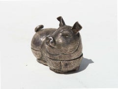 Silver Pill Box of Resting Pig