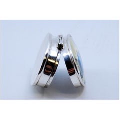 Silver pill box with enamel racing car image on the hinged lid