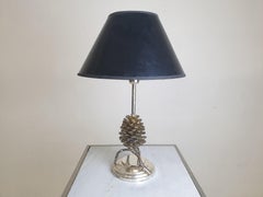 Silver Pine Cone Table Light by Franco Lapini, Hollywood Regency, Italy, 1970's