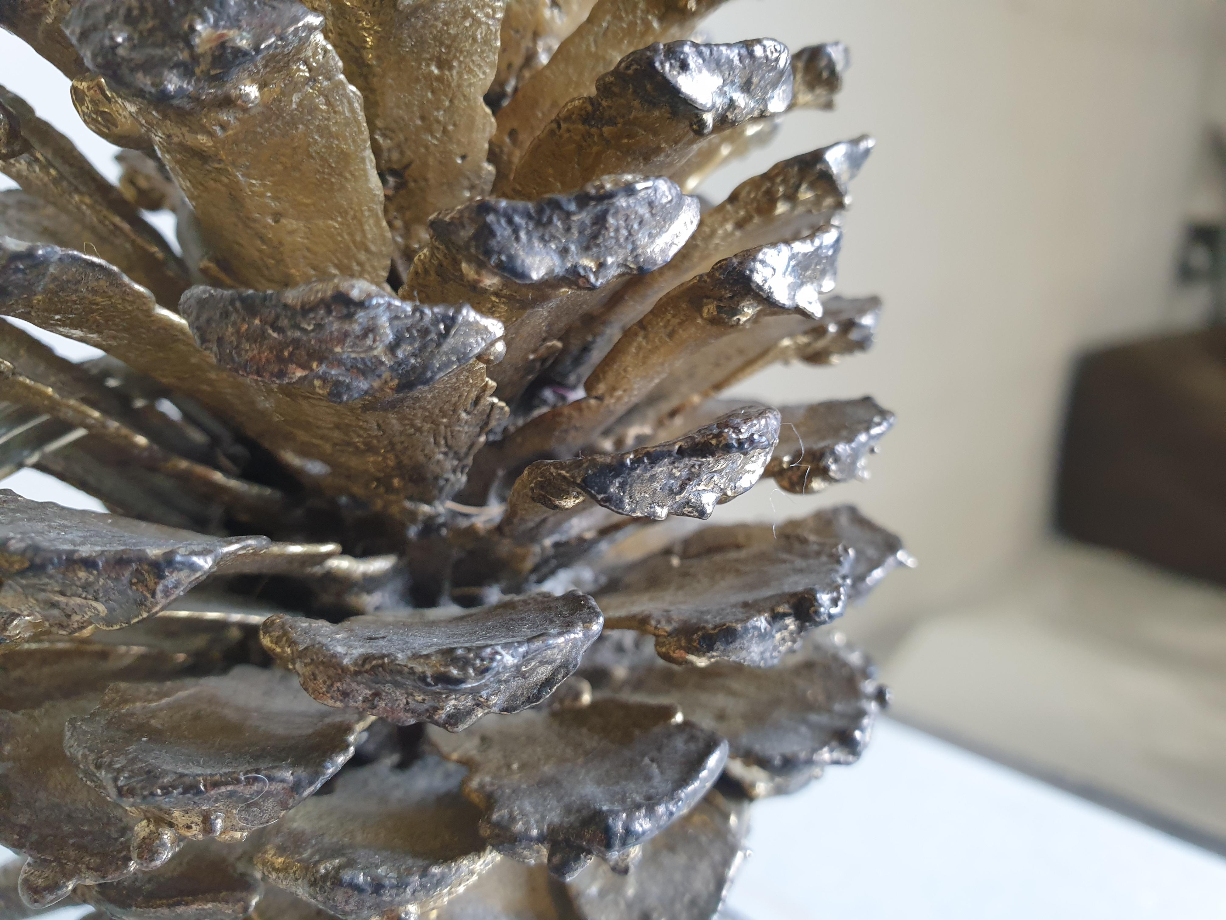 Late 20th Century Silver Pine Cone Table Light by Franco Lapini, Hollywood Regency, Italy, 1970's For Sale