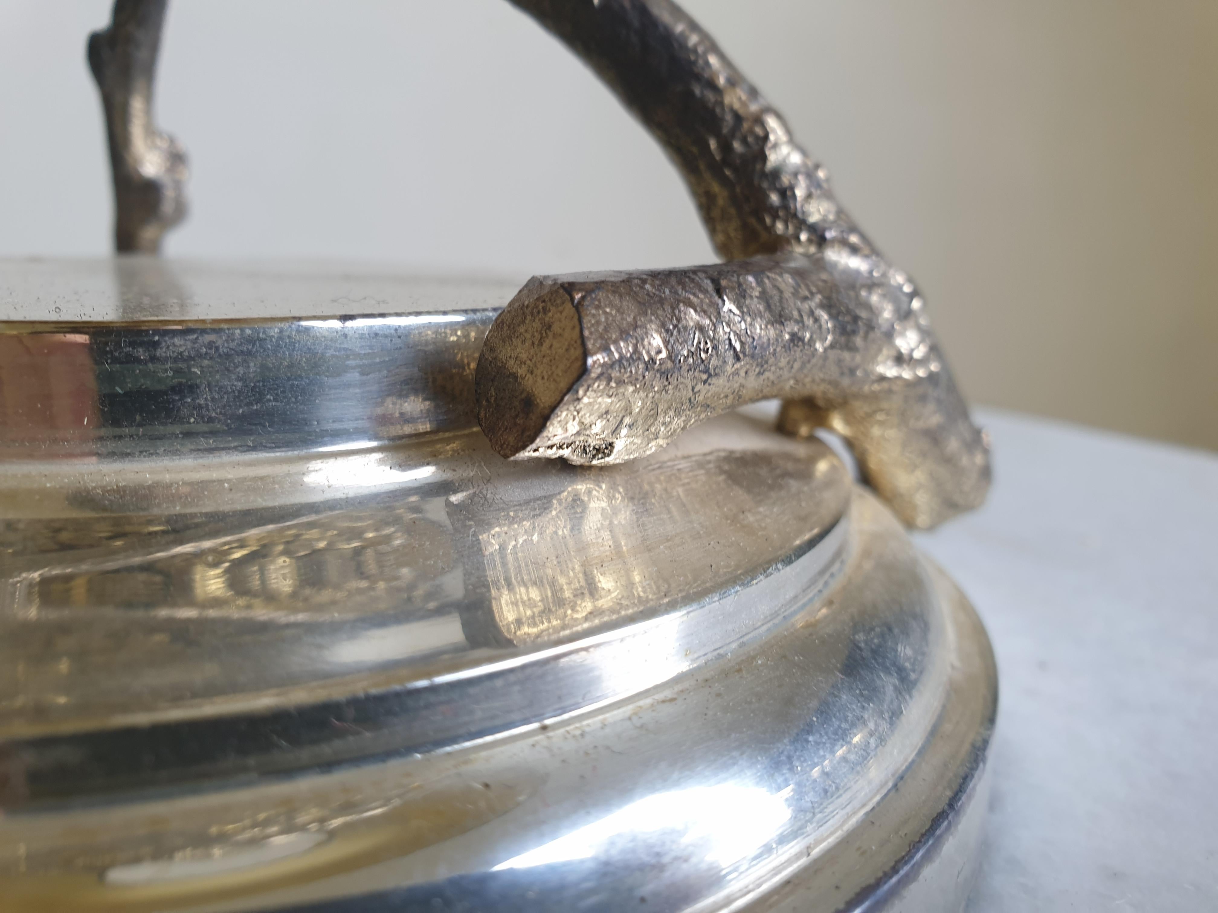 Bronzo Lampada da tavolo a pigna in argento di Franco Lapini, Hollywood Regency, Italia, anni '70 in vendita