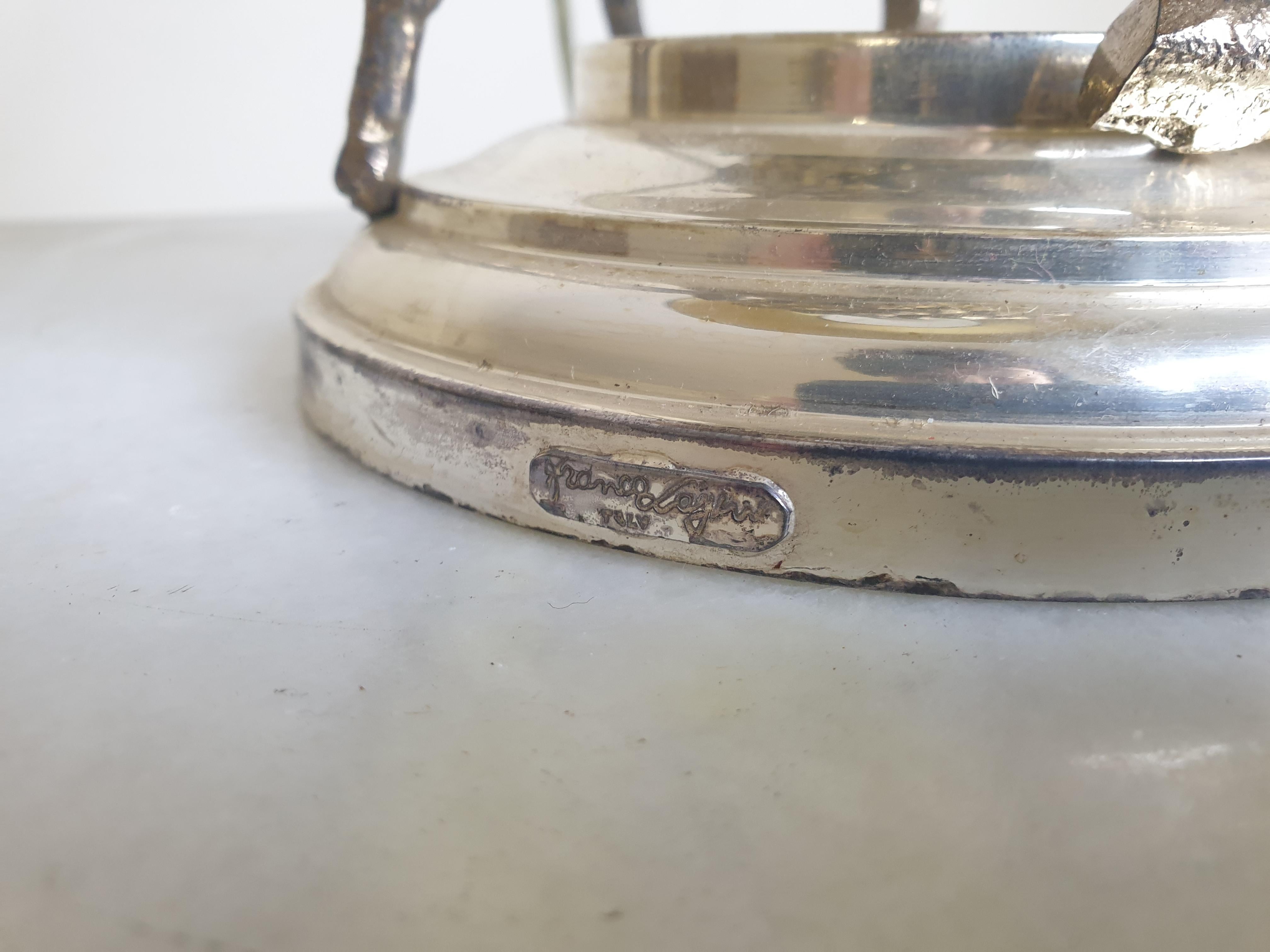 Lampada da tavolo a pigna in argento di Franco Lapini, Hollywood Regency, Italia, anni '70 in vendita 2