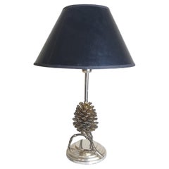 Vintage Silver Pine Cone Table Light by Franco Lapini, Hollywood Regency, Italy, 1970's