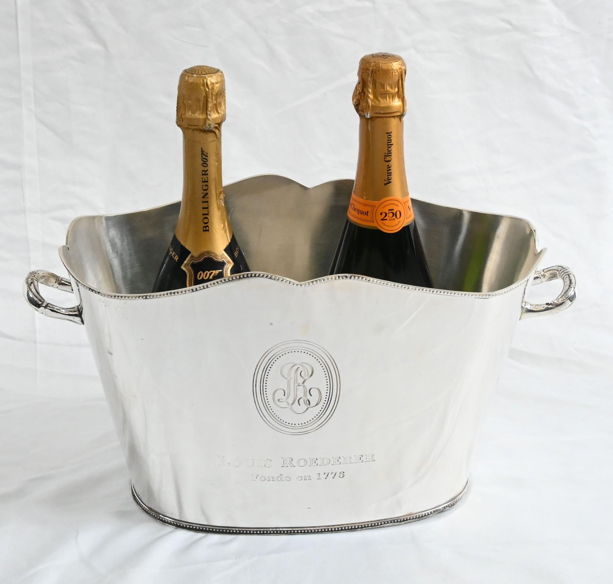 Silver Plat Champagne Bucket Wine Cooler Louis Roederer 5