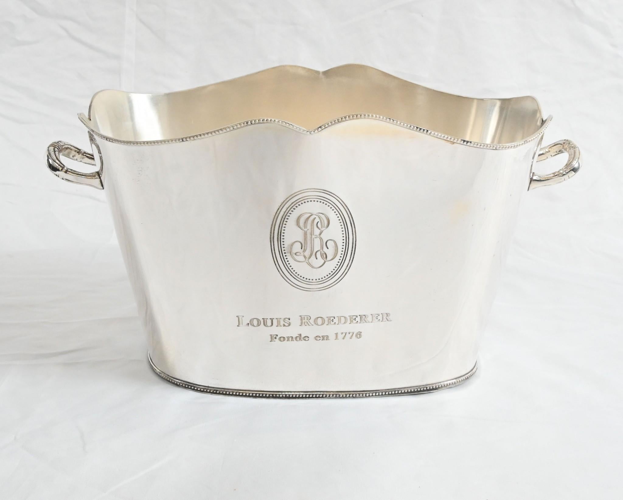 Late 20th Century Silver Plat Champagne Bucket Wine Cooler Louis Roederer