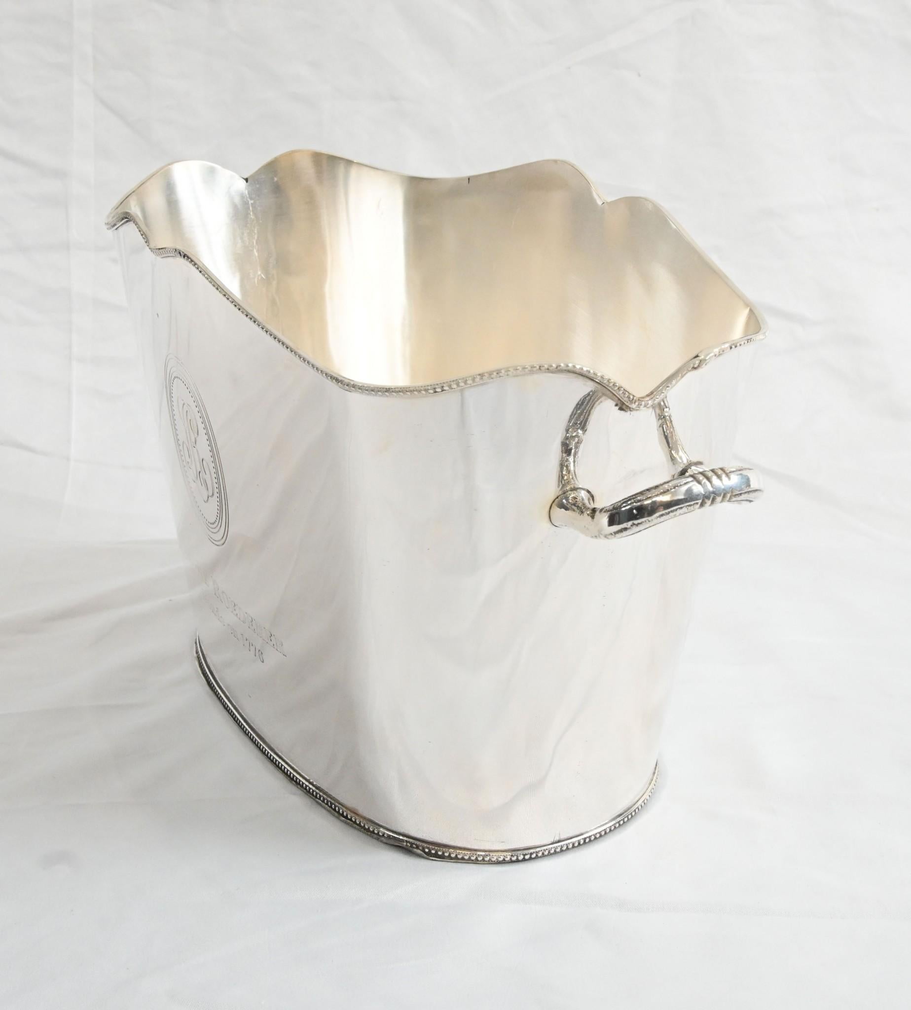 Silver Plat Champagne Bucket Wine Cooler Louis Roederer 1