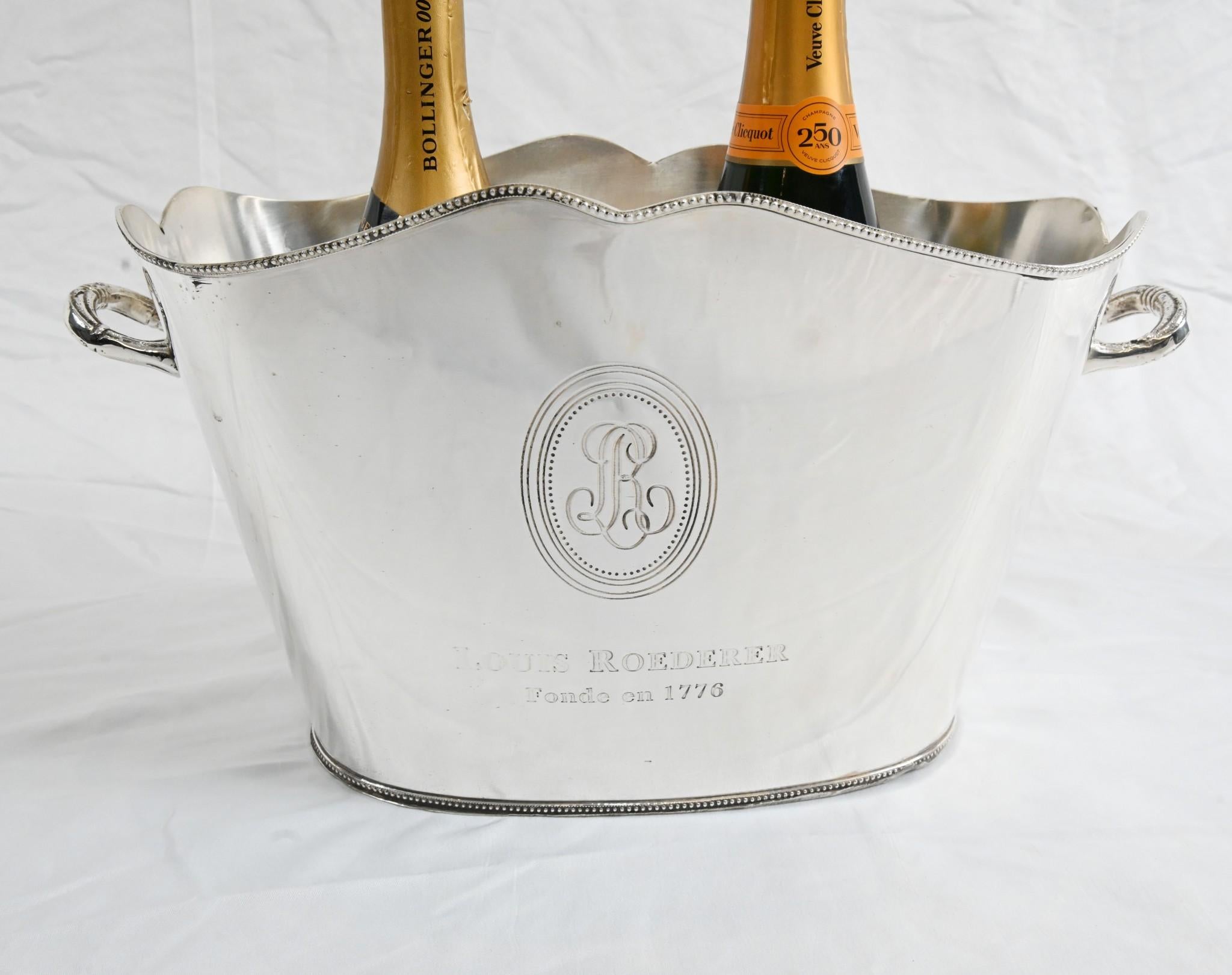 Silver Plat Champagne Bucket Wine Cooler Louis Roederer 2