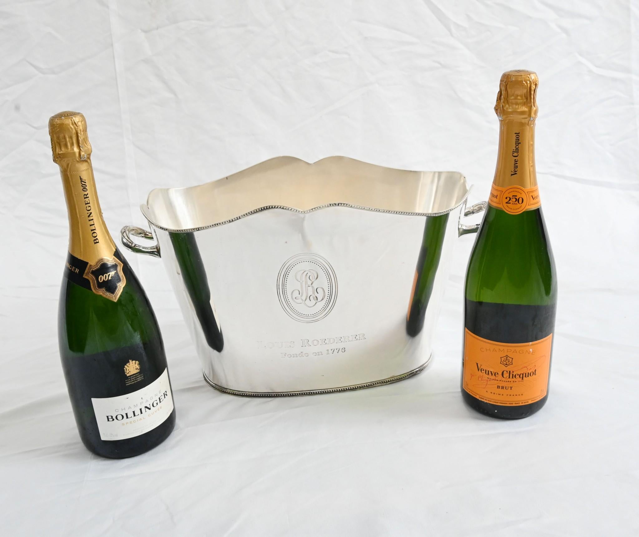 Silver Plat Champagne Bucket Wine Cooler Louis Roederer 3