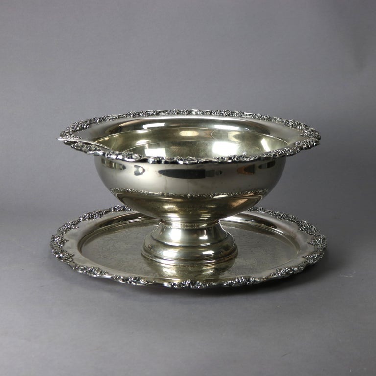 Silver Plate 3Piece Punch Bowl Set by Sheriden Taunton Silversmith For