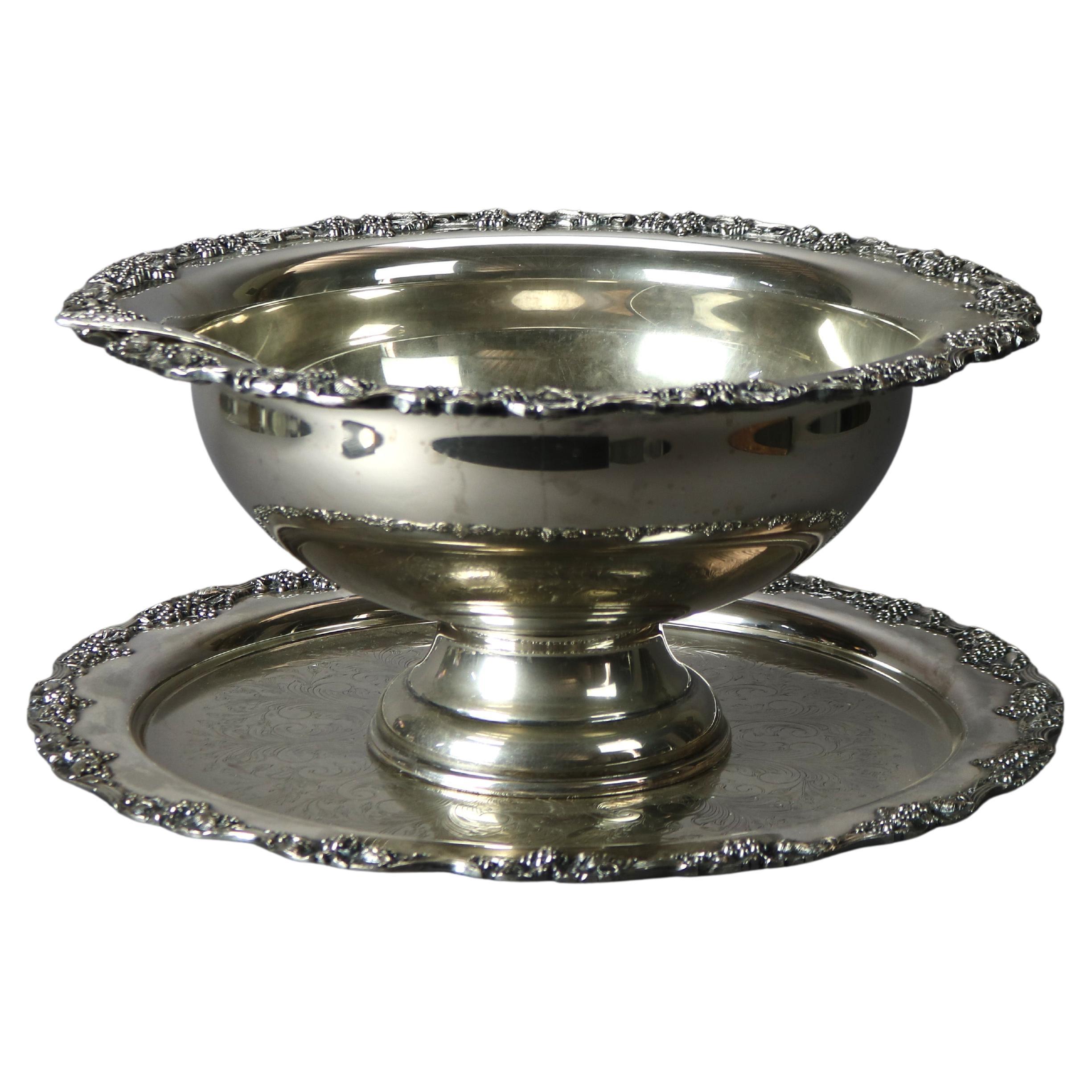 Silver Plate 3-Piece Punch Bowl Set by Sheriden Taunton Silversmith