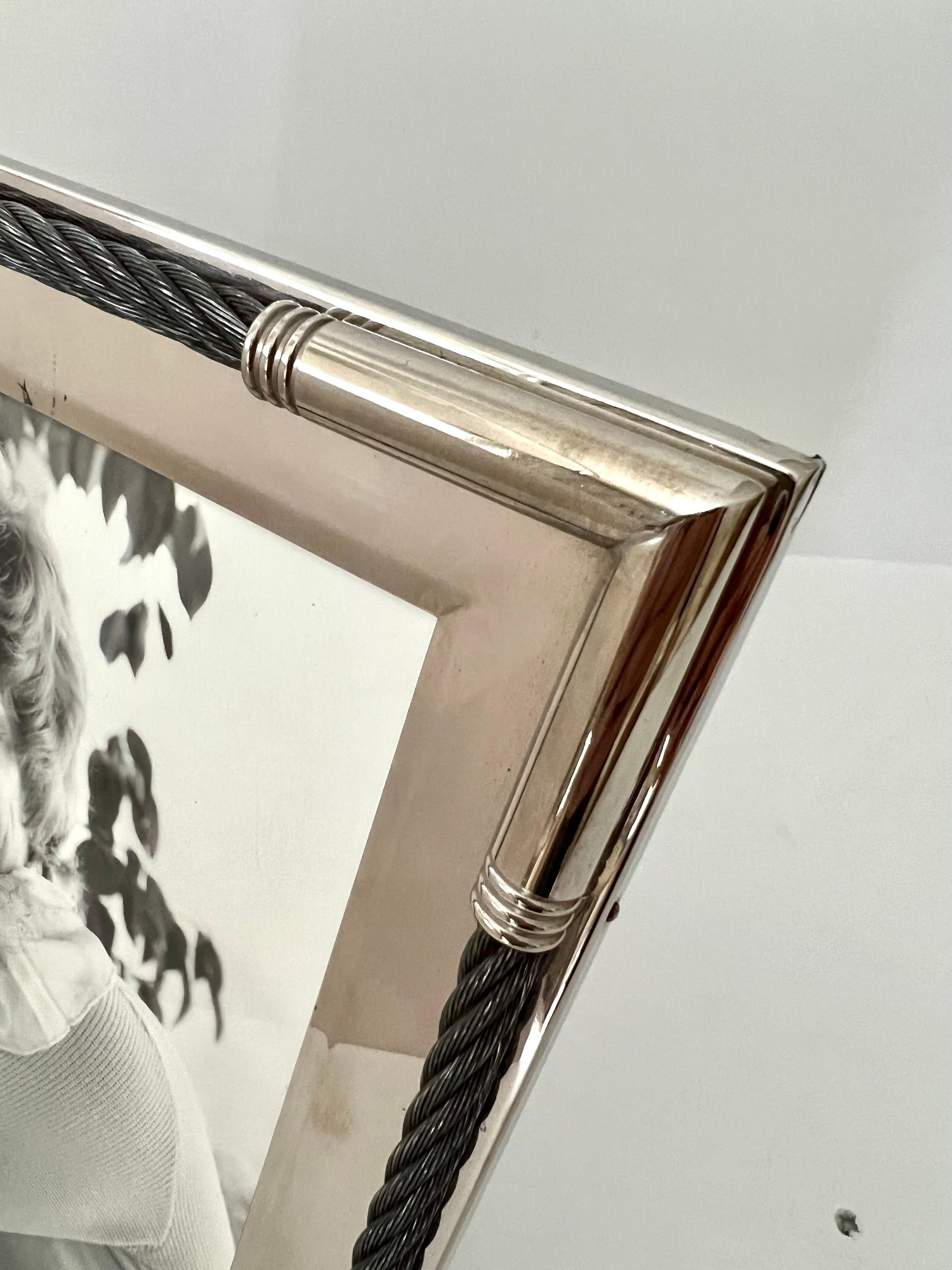 Modern Silver Plate Picture Frame with Woven Cable Details For Sale