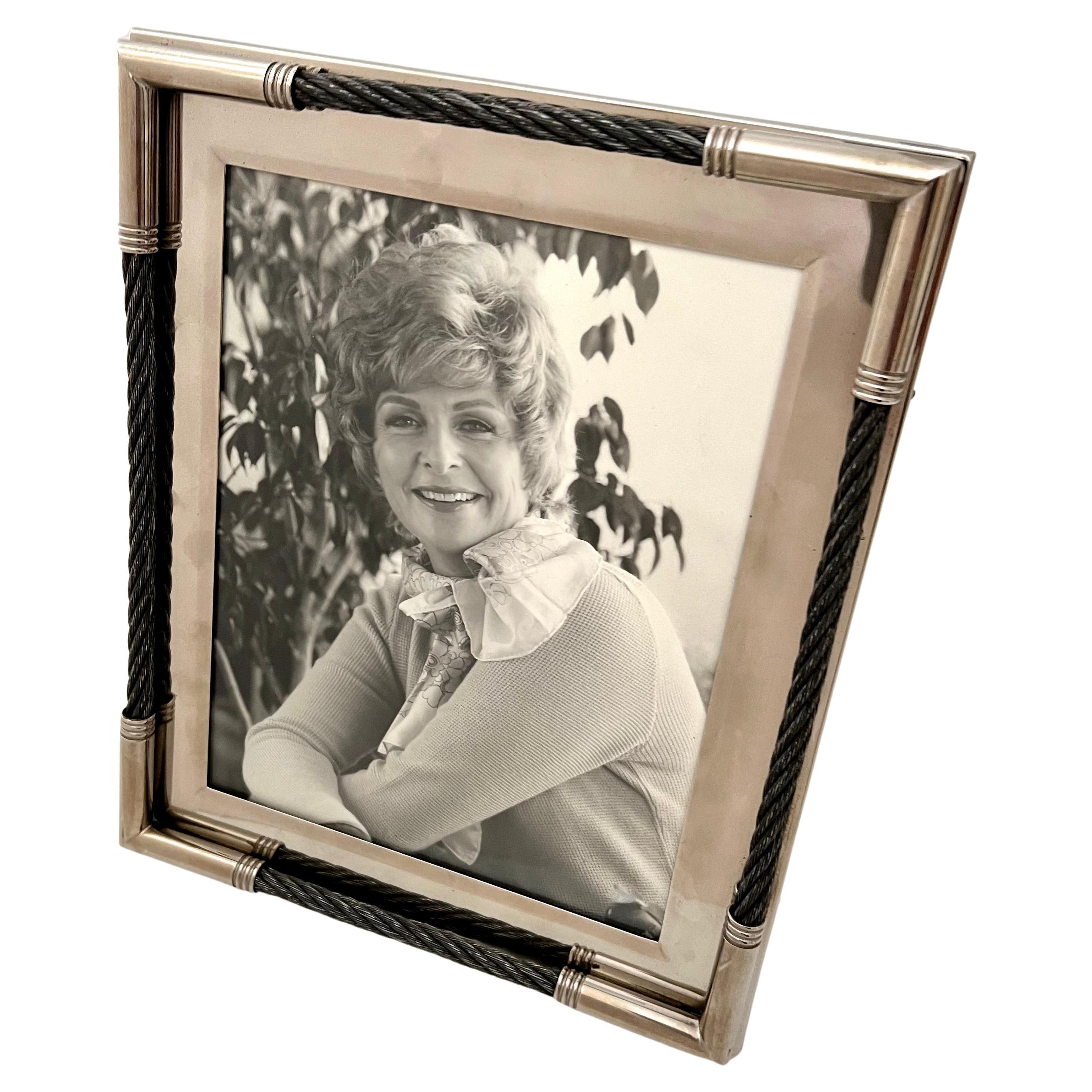 Silver Plate Picture Frame with Woven Cable Details For Sale
