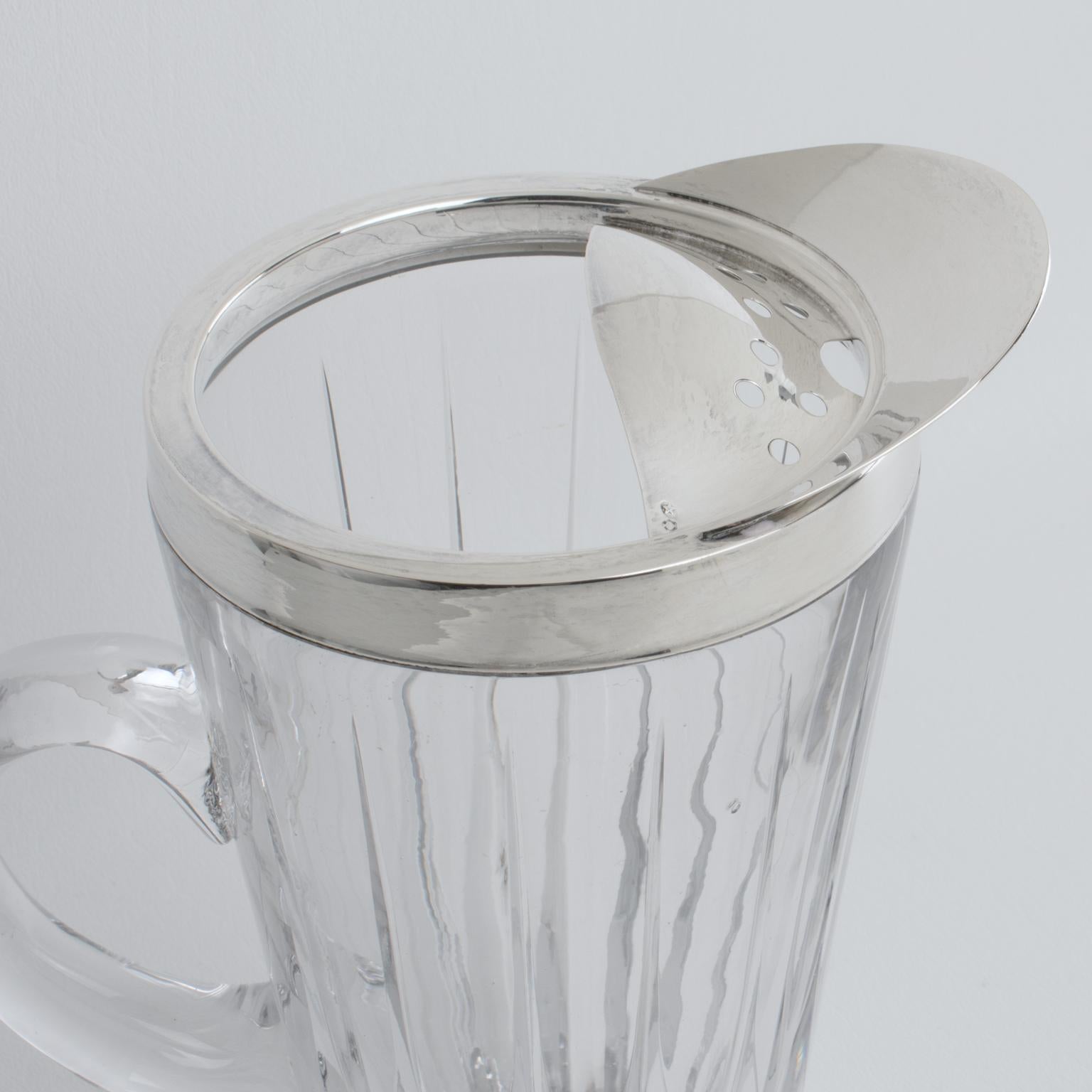 Versilberter und Kristall-Barzubehör-Cocktail- Martini-Krug mit Steiglöffel im Angebot 3