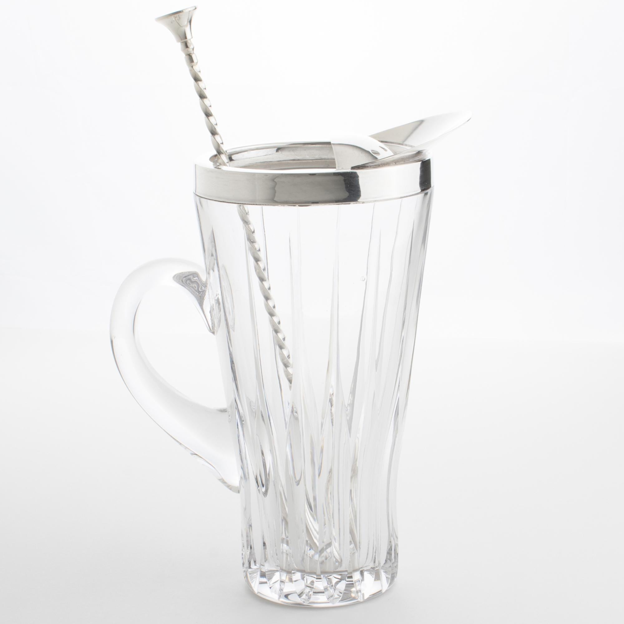 Versilberter und Kristall-Barzubehör-Cocktail- Martini-Krug mit Steiglöffel (Metall) im Angebot