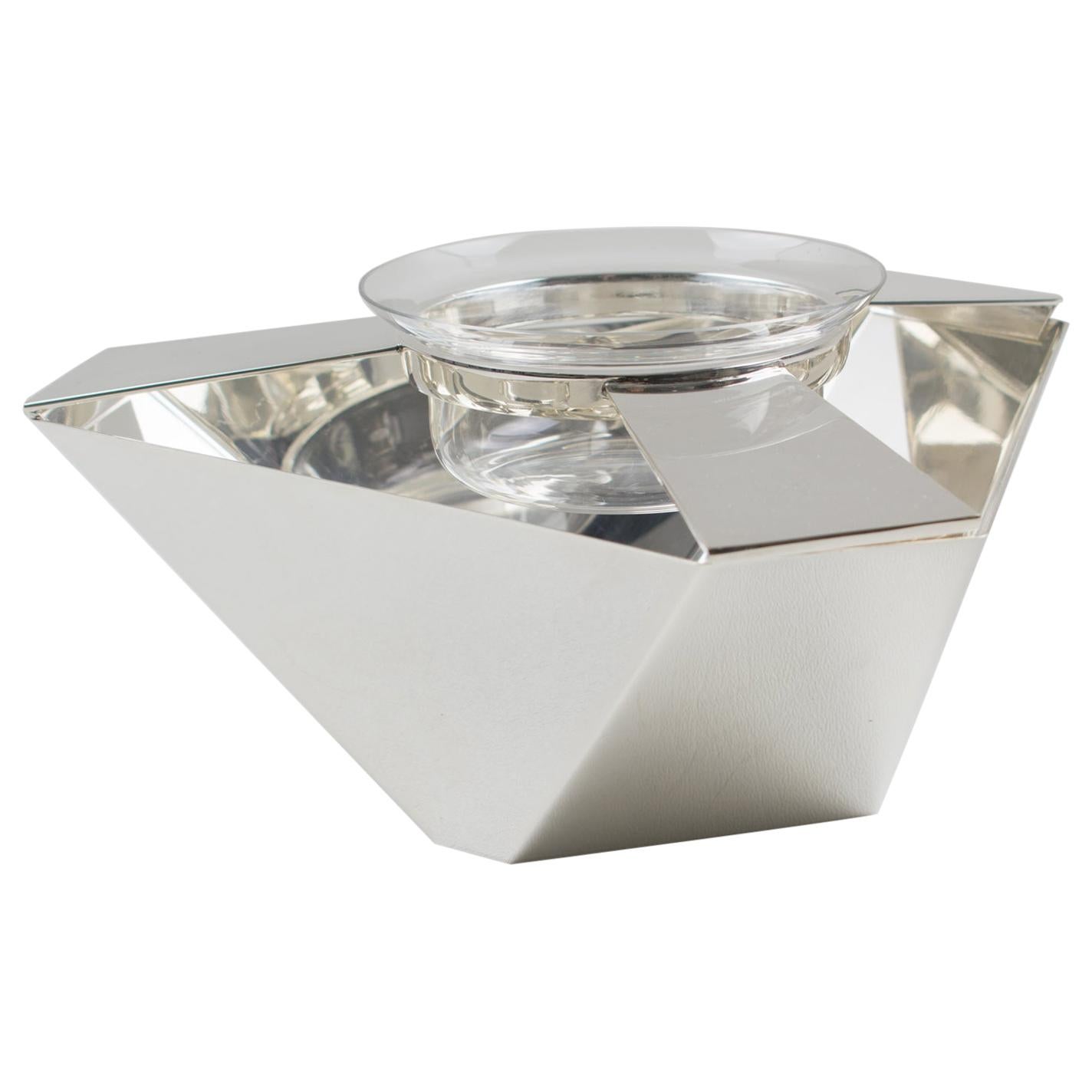 Silver Plate and Crystal Caviar Bowl by Ken Benson for St James Brazil