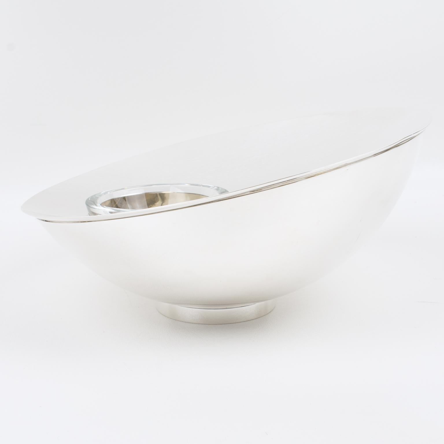 Silver Plate and Crystal Caviar Bowl Dish by Nan Swid for SwidPowell 2