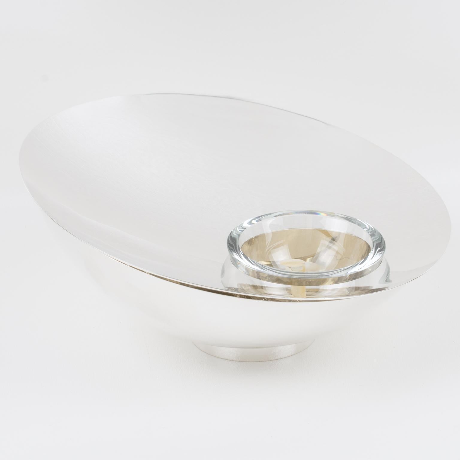 Silver Plate and Crystal Caviar Bowl Dish by Nan Swid for SwidPowell 3